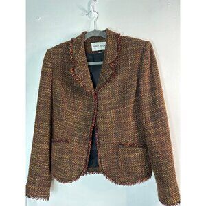 Albert Nipon Vintage Wool Blend Blazer Brown Women’s Size 4  Fall Holiday Boho